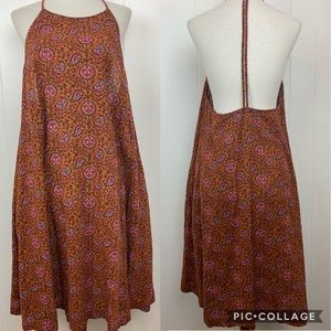 Madewell Rust Floral Trapeze Dress T Strap Large
